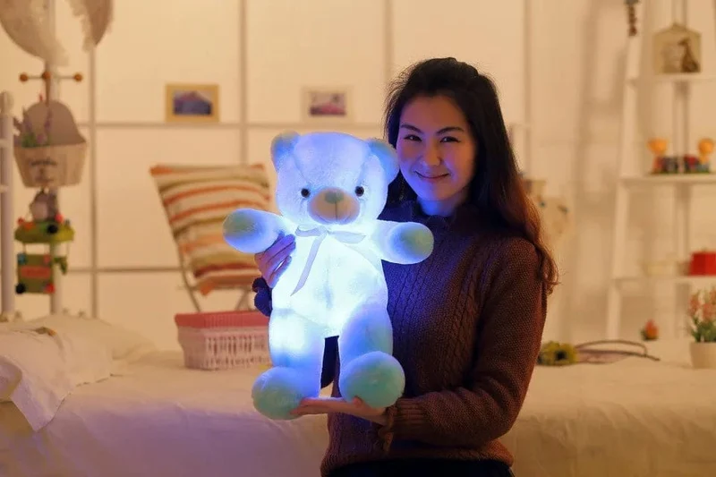 32-75CM Leuchtender kreativer LED-Teddybär Stofftier Plüschtier Bunter leuchtender Teddybär Weihnachtsgeschenk für Kinder