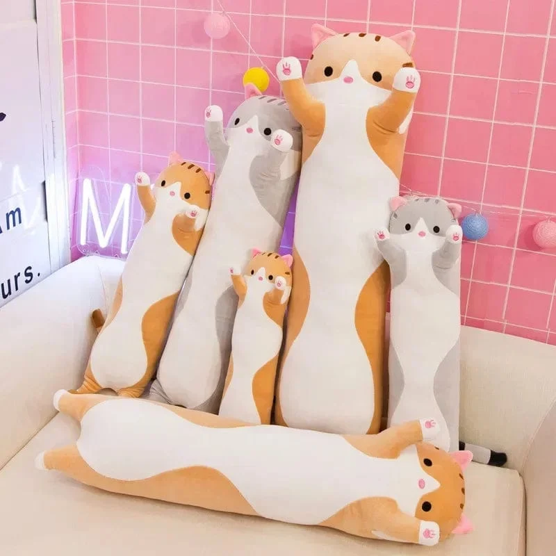 Langes Körperkatzenkissen Kätzchenkissen Plüschspielzeug Gefüllte Puppe Kinder Cartoon Tier Weiches Sofa Mädchen Geburtstagsgeschenk Weihnachtsgeschenk