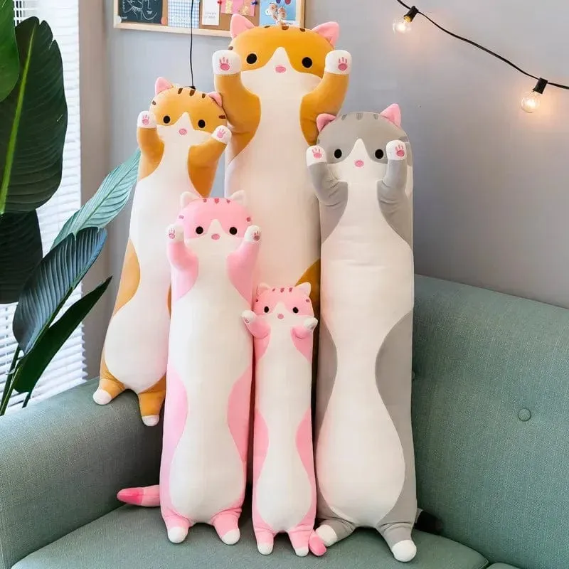 Langes Körperkatzenkissen Kätzchenkissen Plüschspielzeug Gefüllte Puppe Kinder Cartoon Tier Weiches Sofa Mädchen Geburtstagsgeschenk Weihnachtsgeschenk