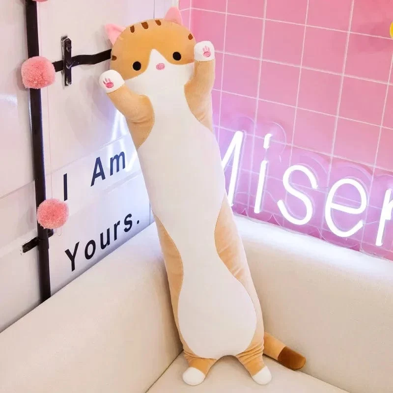 Langes Körperkatzenkissen Kätzchenkissen Plüschspielzeug Gefüllte Puppe Kinder Cartoon Tier Weiches Sofa Mädchen Geburtstagsgeschenk Weihnachtsgeschenk