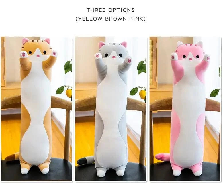 Langes Körperkatzenkissen Kätzchenkissen Plüschspielzeug Gefüllte Puppe Kinder Cartoon Tier Weiches Sofa Mädchen Geburtstagsgeschenk Weihnachtsgeschenk