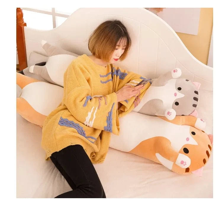 Langes Körperkatzenkissen Kätzchenkissen Plüschspielzeug Gefüllte Puppe Kinder Cartoon Tier Weiches Sofa Mädchen Geburtstagsgeschenk Weihnachtsgeschenk