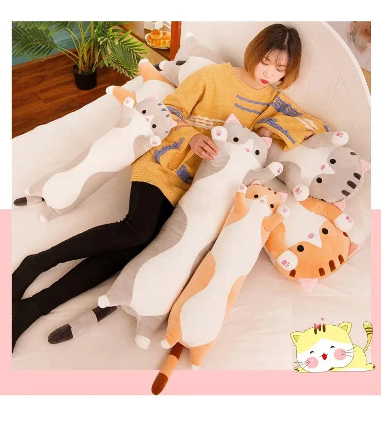 Langes Körperkatzenkissen Kätzchenkissen Plüschspielzeug Gefüllte Puppe Kinder Cartoon Tier Weiches Sofa Mädchen Geburtstagsgeschenk Weihnachtsgeschenk