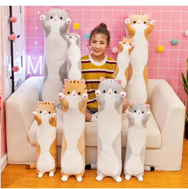 Langes Körperkatzenkissen Kätzchenkissen Plüschspielzeug Gefüllte Puppe Kinder Cartoon Tier Weiches Sofa Mädchen Geburtstagsgeschenk Weihnachtsgeschenk