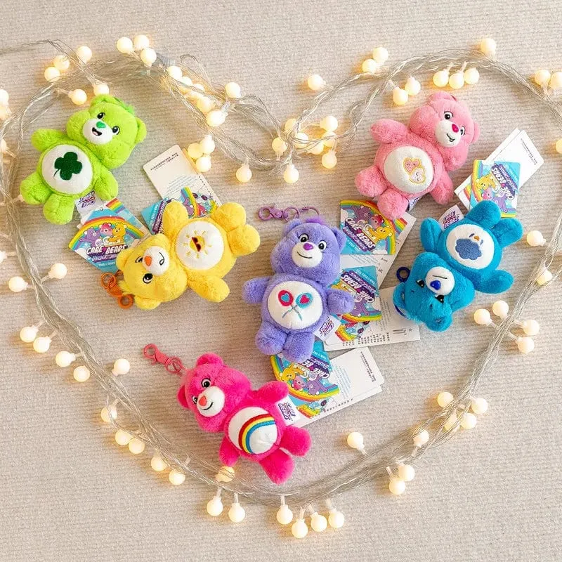 15CM Miniso Kawaii Care Bears Schlüsselanhänger Cartoon süßer Anime Anhänger echter Regenbogenbär Plüschtier Kinder Mädchen Geburtstagsgeschenk