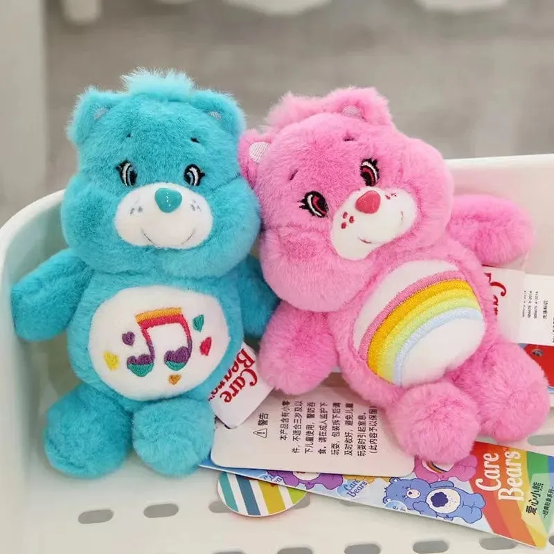 15CM Miniso Kawaii Care Bears Schlüsselanhänger Cartoon süßer Anime Anhänger echter Regenbogenbär Plüschtier Kinder Mädchen Geburtstagsgeschenk