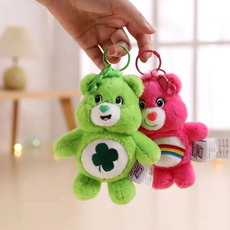 15CM Miniso Kawaii Care Bears Schlüsselanhänger Cartoon süßer Anime Anhänger echter Regenbogenbär Plüschtier Kinder Mädchen Geburtstagsgeschenk