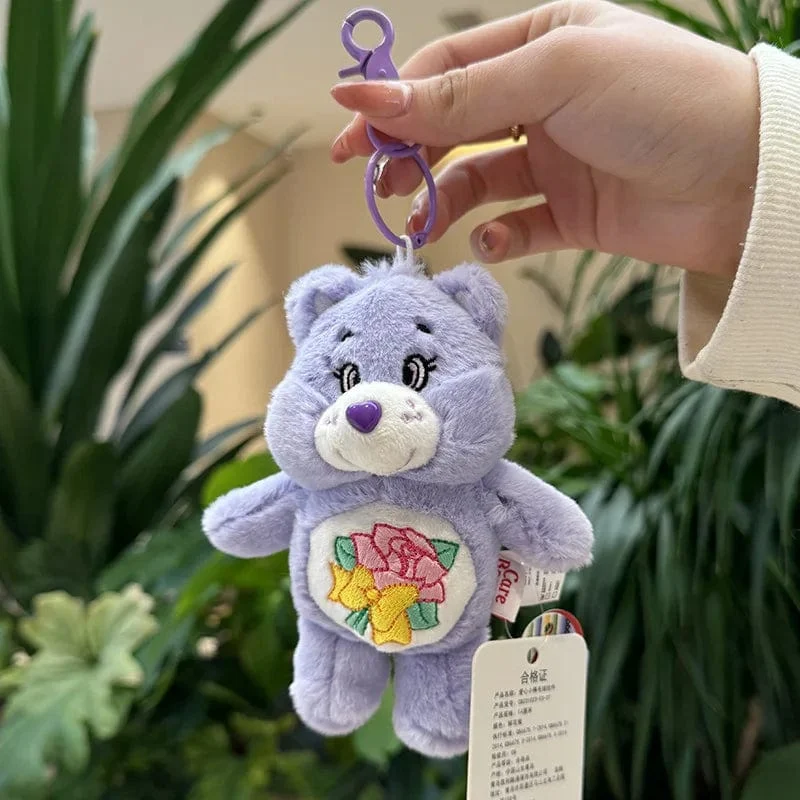 15CM Miniso Kawaii Care Bears Schlüsselanhänger Cartoon süßer Anime Anhänger echter Regenbogenbär Plüschtier Kinder Mädchen Geburtstagsgeschenk