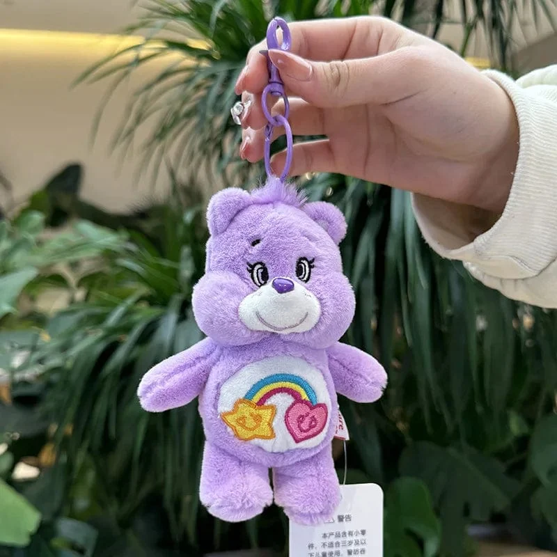 15CM Miniso Kawaii Care Bears Schlüsselanhänger Cartoon süßer Anime Anhänger echter Regenbogenbär Plüschtier Kinder Mädchen Geburtstagsgeschenk