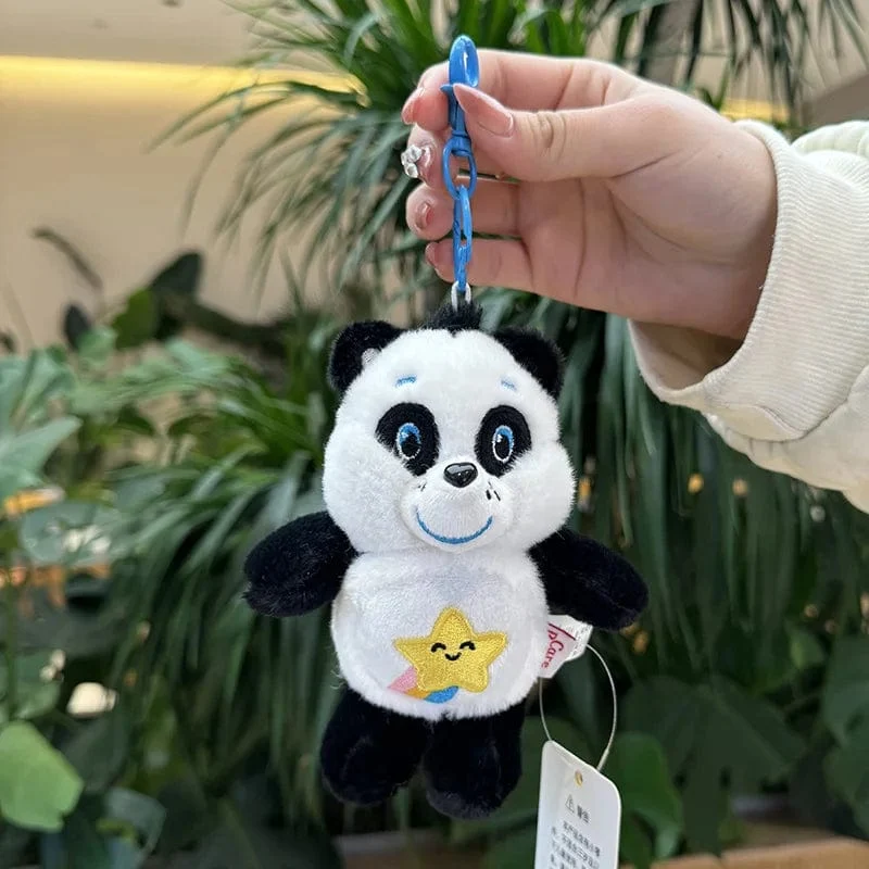 15CM Miniso Kawaii Care Bears Schlüsselanhänger Cartoon süßer Anime Anhänger echter Regenbogenbär Plüschtier Kinder Mädchen Geburtstagsgeschenk