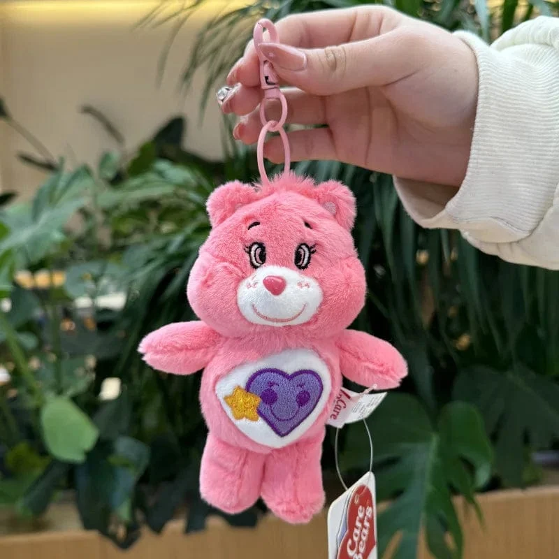 15CM Miniso Kawaii Care Bears Schlüsselanhänger Cartoon süßer Anime Anhänger echter Regenbogenbär Plüschtier Kinder Mädchen Geburtstagsgeschenk