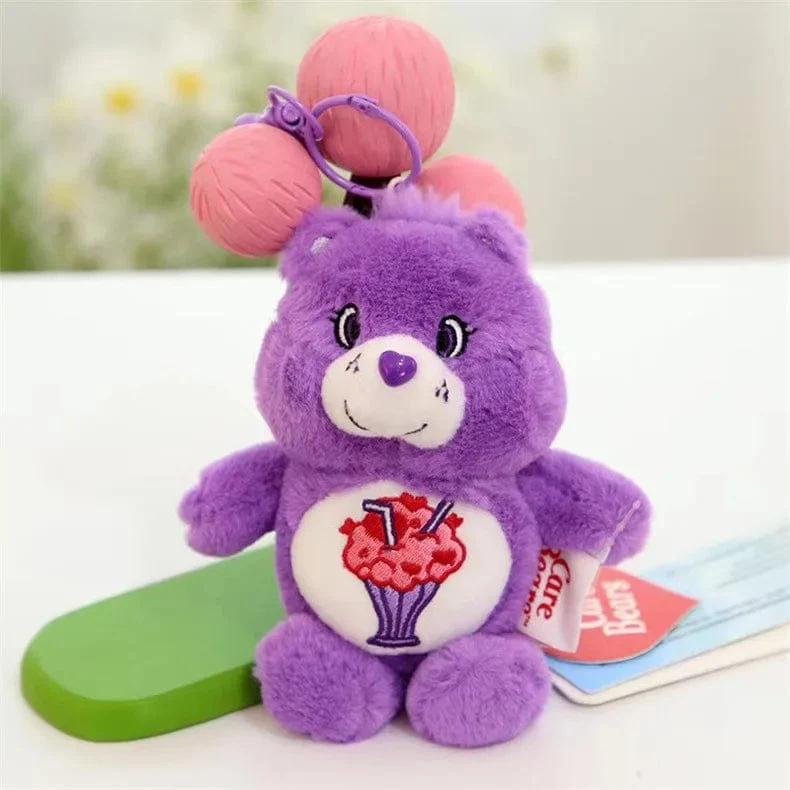 15CM Miniso Kawaii Care Bears Schlüsselanhänger Cartoon süßer Anime Anhänger echter Regenbogenbär Plüschtier Kinder Mädchen Geburtstagsgeschenk