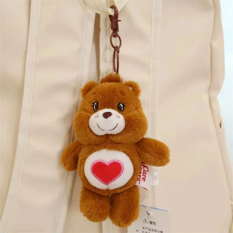 15CM Miniso Kawaii Care Bears Schlüsselanhänger Cartoon süßer Anime Anhänger echter Regenbogenbär Plüschtier Kinder Mädchen Geburtstagsgeschenk