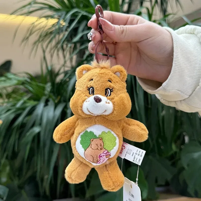 15CM Miniso Kawaii Care Bears Schlüsselanhänger Cartoon süßer Anime Anhänger echter Regenbogenbär Plüschtier Kinder Mädchen Geburtstagsgeschenk
