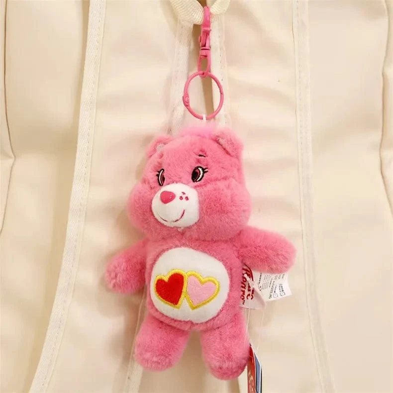 15CM Miniso Kawaii Care Bears Schlüsselanhänger Cartoon süßer Anime Anhänger echter Regenbogenbär Plüschtier Kinder Mädchen Geburtstagsgeschenk
