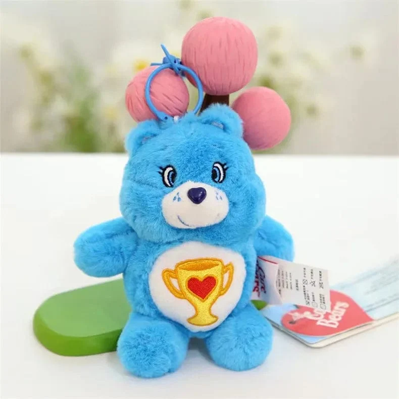 15CM Miniso Kawaii Care Bears Schlüsselanhänger Cartoon süßer Anime Anhänger echter Regenbogenbär Plüschtier Kinder Mädchen Geburtstagsgeschenk