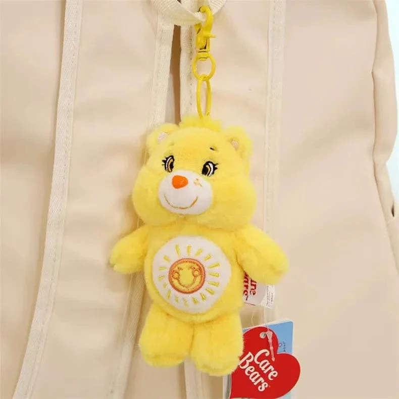 15CM Miniso Kawaii Care Bears Schlüsselanhänger Cartoon süßer Anime Anhänger echter Regenbogenbär Plüschtier Kinder Mädchen Geburtstagsgeschenk