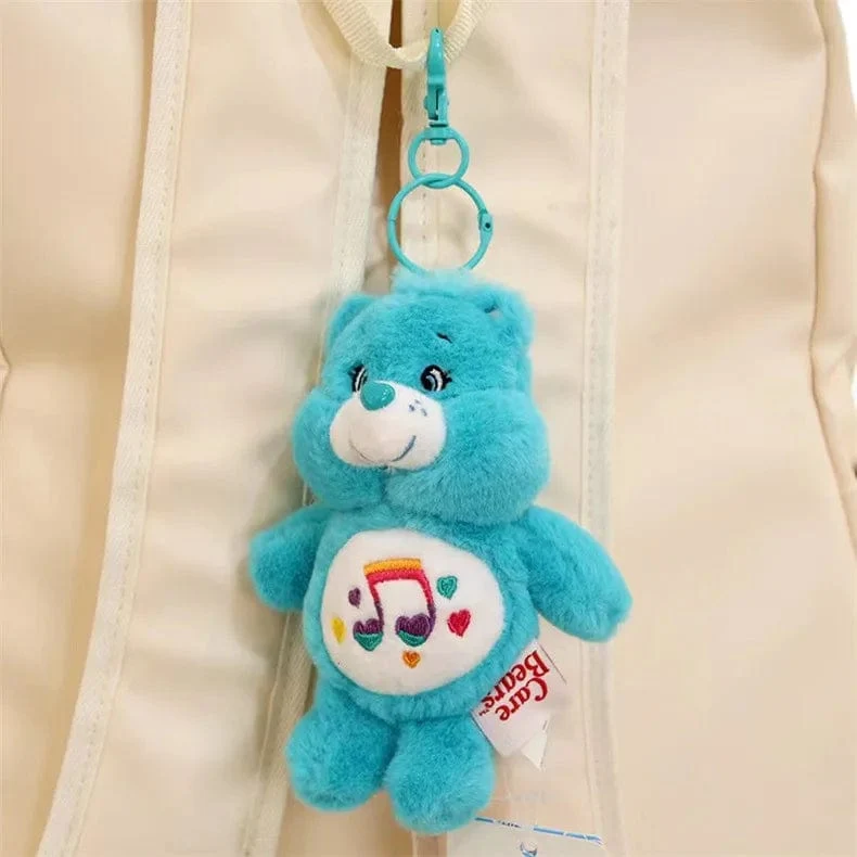15CM Miniso Kawaii Care Bears Schlüsselanhänger Cartoon süßer Anime Anhänger echter Regenbogenbär Plüschtier Kinder Mädchen Geburtstagsgeschenk