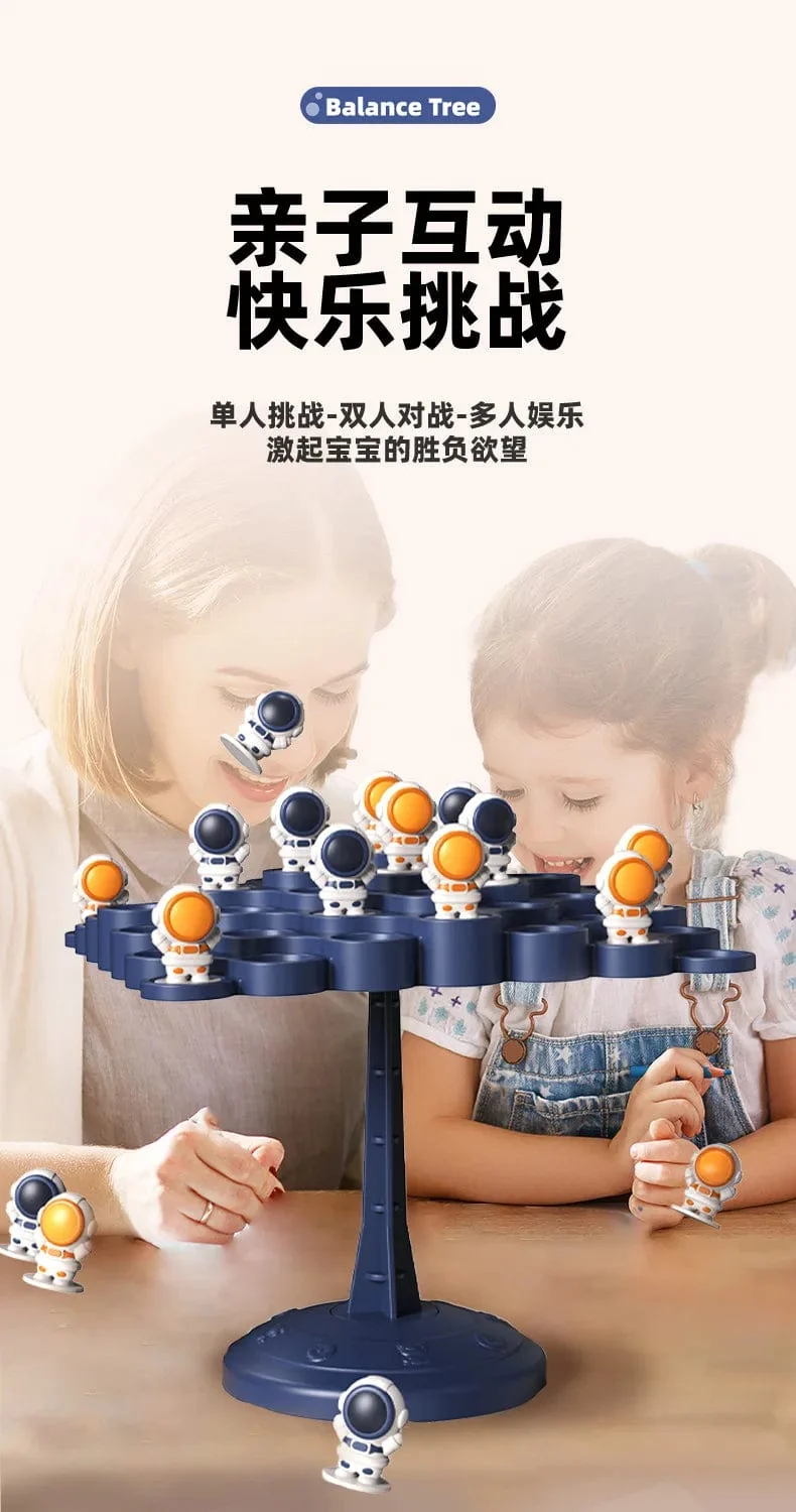 Montessori Spielzeug für Kinder, Balancing Board, Puzzle, Frosch, Astronaut, Balance-Baum, pädagogische Eltern-Kind-Interaktion, Tabletop-Mathematik-Spiel
