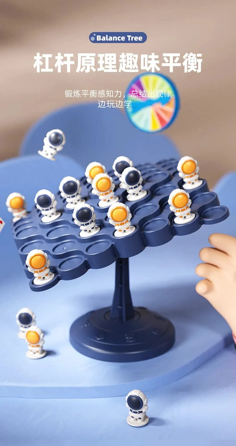 Montessori Spielzeug für Kinder, Balancing Board, Puzzle, Frosch, Astronaut, Balance-Baum, pädagogische Eltern-Kind-Interaktion, Tabletop-Mathematik-Spiel
