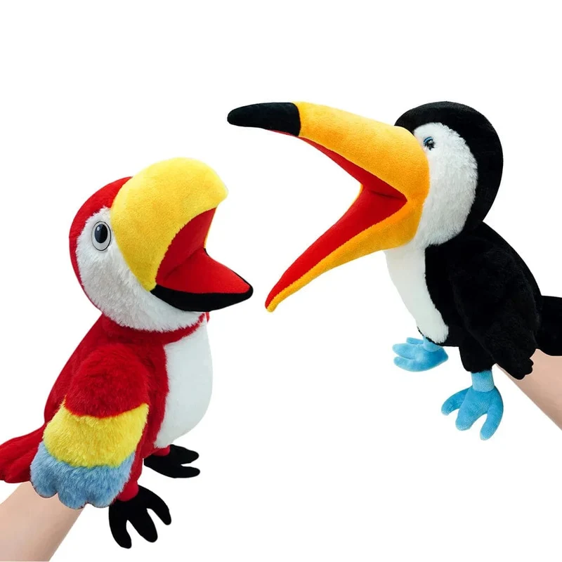 Vogel Weiche Stofftier Puppe Papagei Eule Adler Flamingo Pfau Cosplay Plüsch Puppe Pädagogisches Baby Spielzeug Kawaii Hand Finger Puppe
