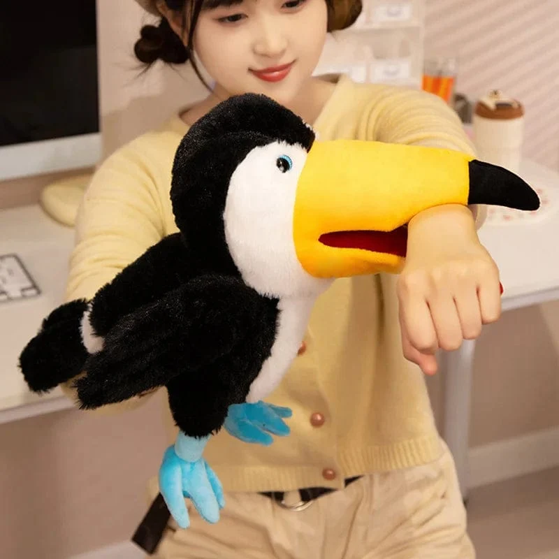 Vogel Weiche Stofftier Puppe Papagei Eule Adler Flamingo Pfau Cosplay Plüsch Puppe Pädagogisches Baby Spielzeug Kawaii Hand Finger Puppe