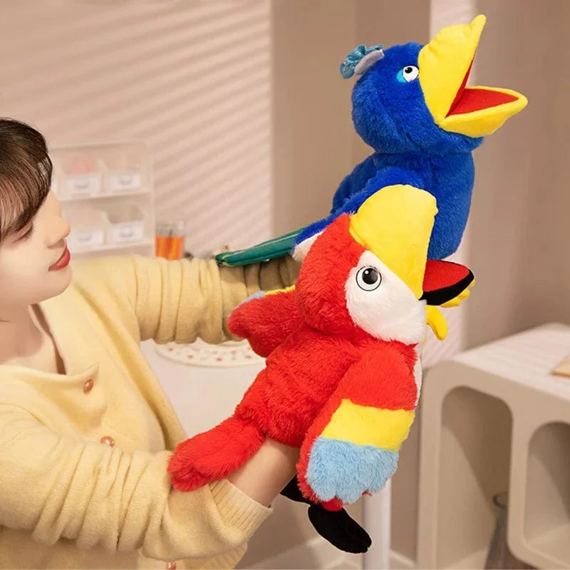 Vogel Weiche Stofftier Puppe Papagei Eule Adler Flamingo Pfau Cosplay Plüsch Puppe Pädagogisches Baby Spielzeug Kawaii Hand Finger Puppe