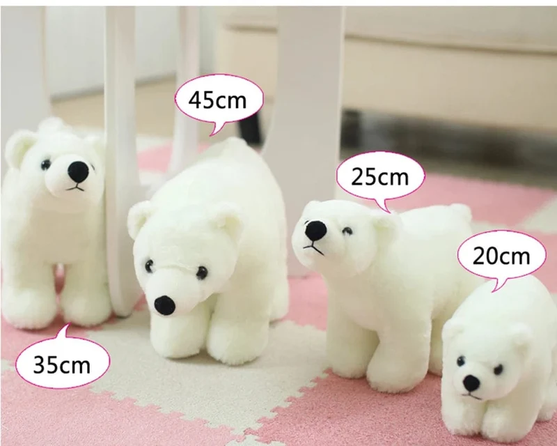 20/25/35/45 cm Super schöne Eisbärenfamilie, Plüsch-Beruhigungsspielzeug, reiner weißer Bär, weiche Stoffpuppe, Geschenk für Kinder