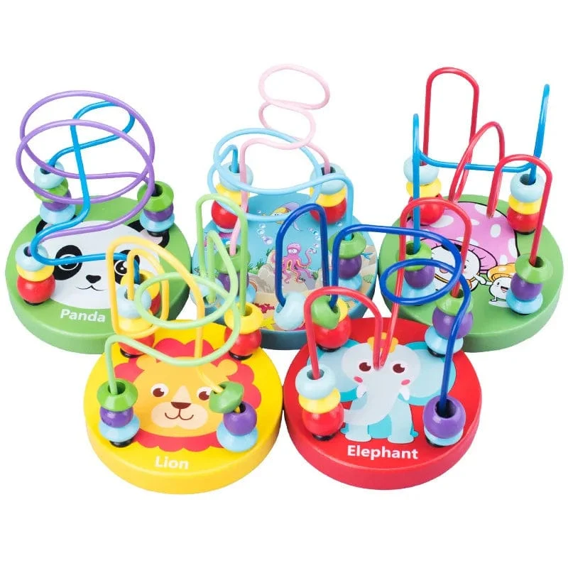 Baby Montessori Pädagogisches Mathematik Spielzeug Holz Mini Kreise Perlen Draht Labyrinth Achterbahn Abakus Puzzle Spielzeug Für Kinder Junge Mädchen Geschenk