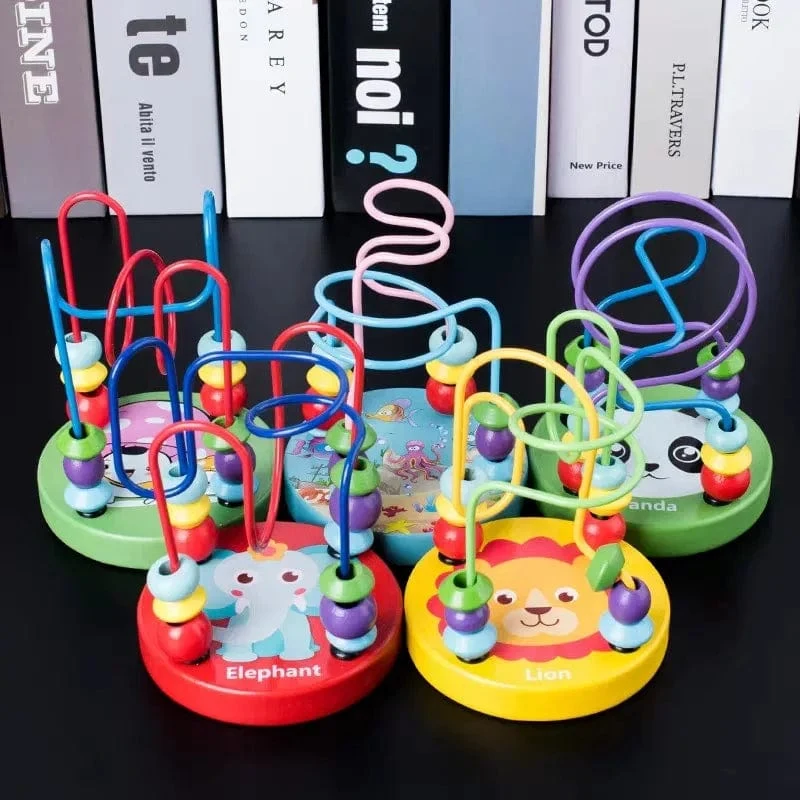 Baby Montessori Pädagogisches Mathematik Spielzeug Holz Mini Kreise Perlen Draht Labyrinth Achterbahn Abakus Puzzle Spielzeug Für Kinder Junge Mädchen Geschenk