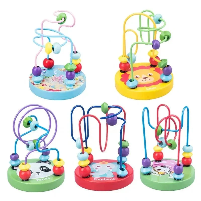 Baby Montessori Pädagogisches Mathematik Spielzeug Holz Mini Kreise Perlen Draht Labyrinth Achterbahn Abakus Puzzle Spielzeug Für Kinder Junge Mädchen Geschenk