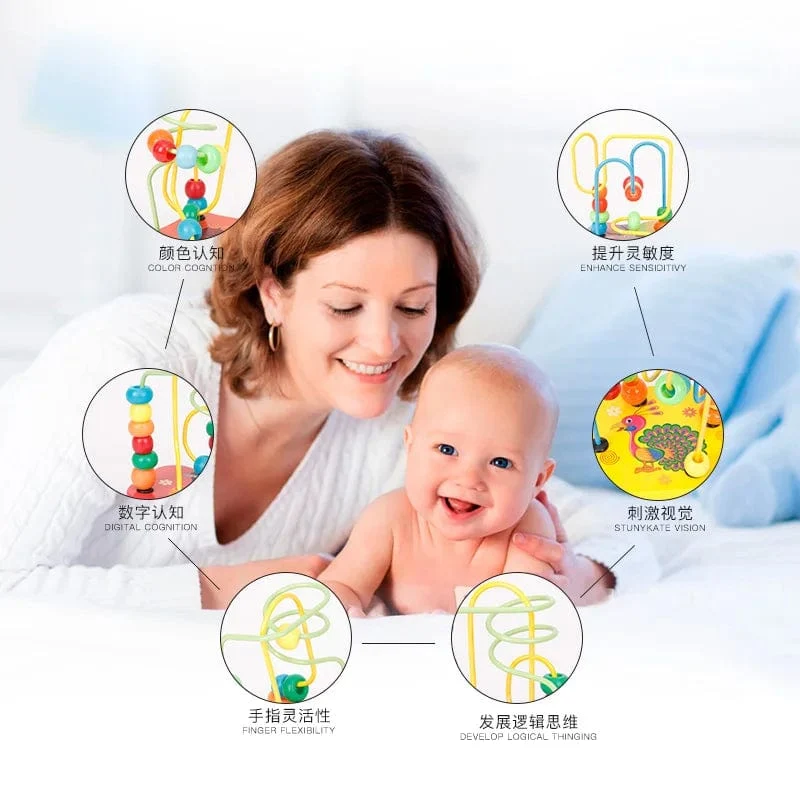 Baby Montessori Pädagogisches Mathematik Spielzeug Holz Mini Kreise Perlen Draht Labyrinth Achterbahn Abakus Puzzle Spielzeug Für Kinder Junge Mädchen Geschenk