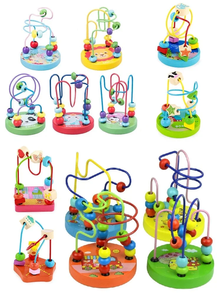 Baby Montessori Pädagogisches Mathematik Spielzeug Holz Mini Kreise Perlen Draht Labyrinth Achterbahn Abakus Puzzle Spielzeug Für Kinder Junge Mädchen Geschenk