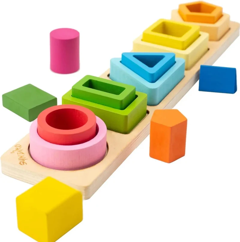 Montessori-Holzspielzeug für Kinder, Holz-Sortierungs- und Stapelspielzeug für Babys und Kleinkinder, pädagogisches Form- und Farbsortierspielzeug, Vorschulkindergeschenke
