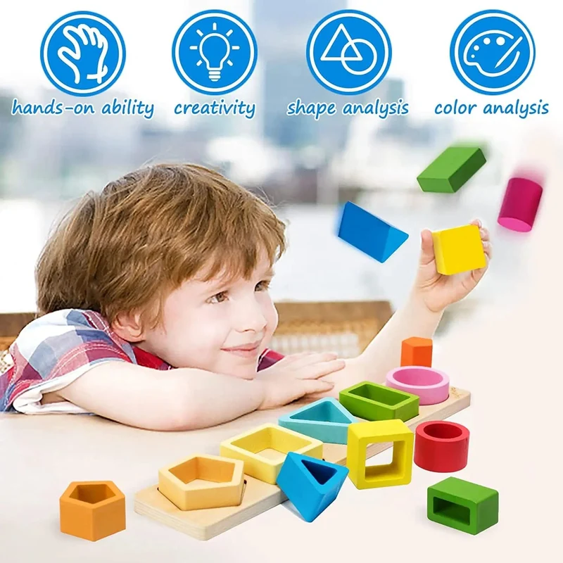 Montessori-Holzspielzeug für Kinder, Holz-Sortierungs- und Stapelspielzeug für Babys und Kleinkinder, pädagogisches Form- und Farbsortierspielzeug, Vorschulkindergeschenke