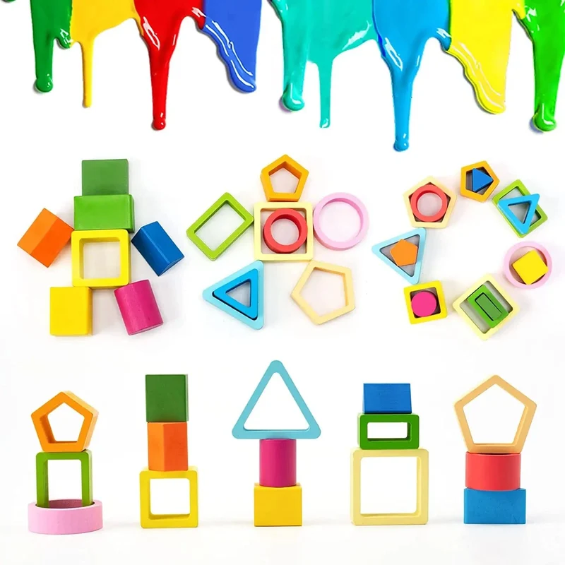 Montessori-Holzspielzeug für Kinder, Holz-Sortierungs- und Stapelspielzeug für Babys und Kleinkinder, pädagogisches Form- und Farbsortierspielzeug, Vorschulkindergeschenke