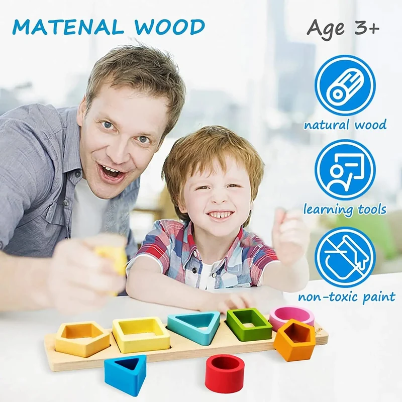 Montessori-Holzspielzeug für Kinder, Holz-Sortierungs- und Stapelspielzeug für Babys und Kleinkinder, pädagogisches Form- und Farbsortierspielzeug, Vorschulkindergeschenke