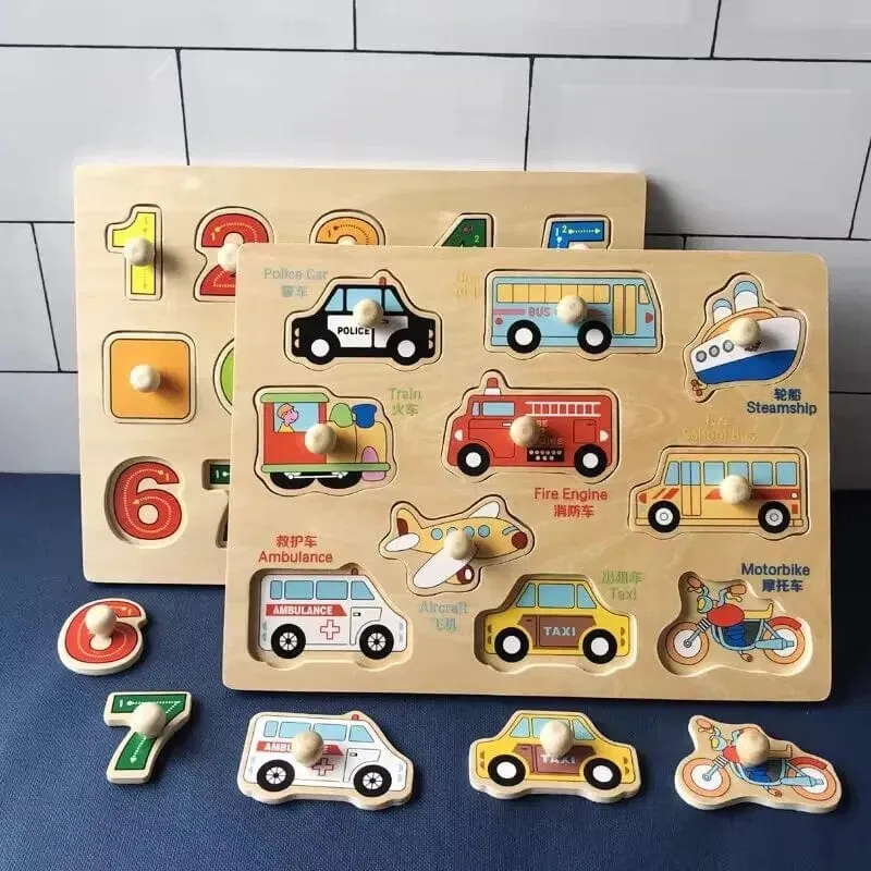 Kinder Holz Puzzle Montessori Spielzeug Für Baby 1 zu 2 3 Jahre Alt Kinder Hand Greifen Bord Pädagogisches Lernen Matching Spiele