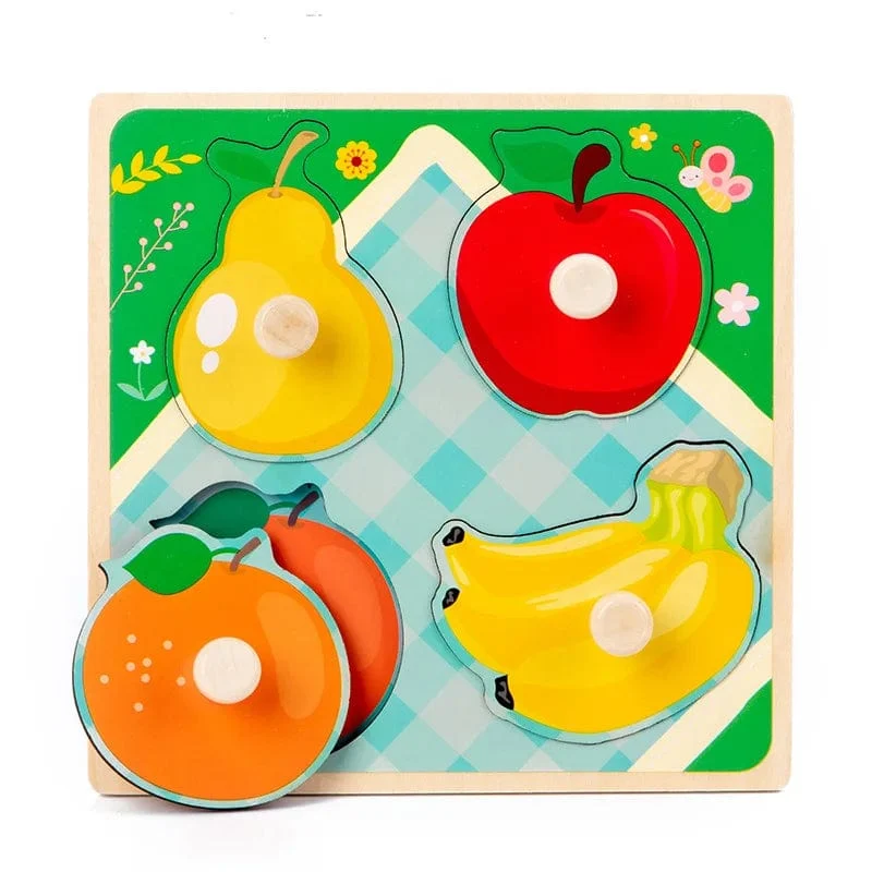 Kinder Holz Puzzle Montessori Spielzeug Für Baby 1 zu 2 3 Jahre Alt Kinder Hand Greifen Bord Pädagogisches Lernen Matching Spiele