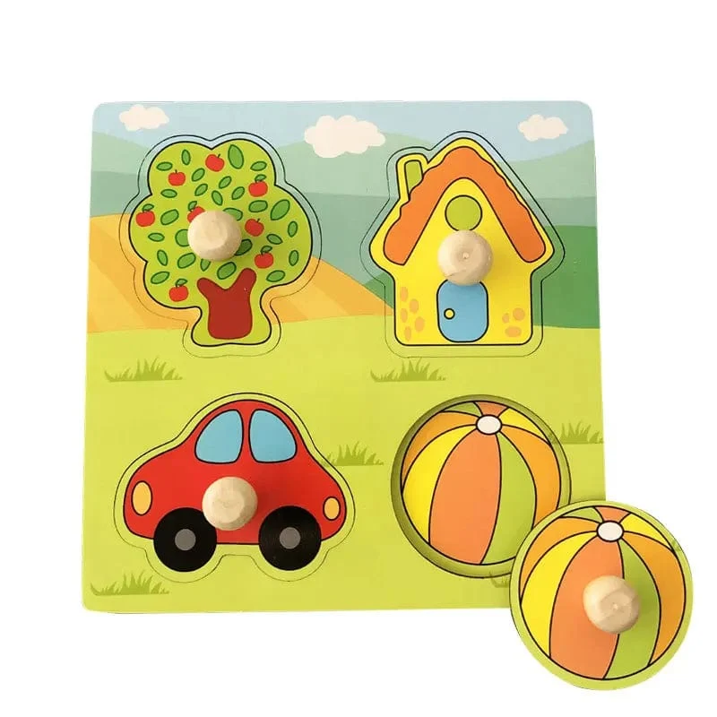 Kinder Holz Puzzle Montessori Spielzeug Für Baby 1 zu 2 3 Jahre Alt Kinder Hand Greifen Bord Pädagogisches Lernen Matching Spiele