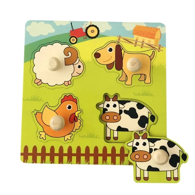 Kinder Holz Puzzle Montessori Spielzeug Für Baby 1 zu 2 3 Jahre Alt Kinder Hand Greifen Bord Pädagogisches Lernen Matching Spiele
