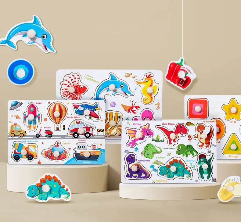 Kinder Holz Puzzle Montessori Spielzeug Für Baby 1 zu 2 3 Jahre Alt Kinder Hand Greifen Bord Pädagogisches Lernen Matching Spiele