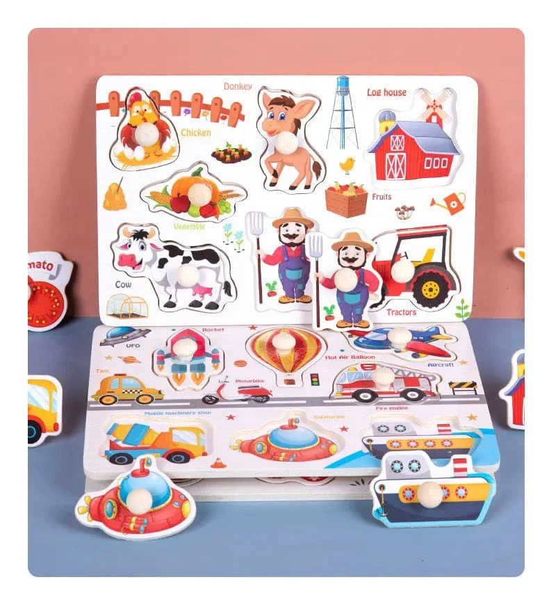 Kinder Holz Puzzle Montessori Spielzeug Für Baby 1 zu 2 3 Jahre Alt Kinder Hand Greifen Bord Pädagogisches Lernen Matching Spiele