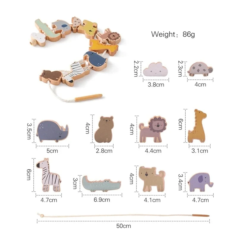 Holz-Igel-Fädelbrett, Montessori-Spielzeug, Buchenholz, Lernspielzeug, Knopf-Perlenblöcke, Puzzle-Spielzeug, Baby-Geschenke