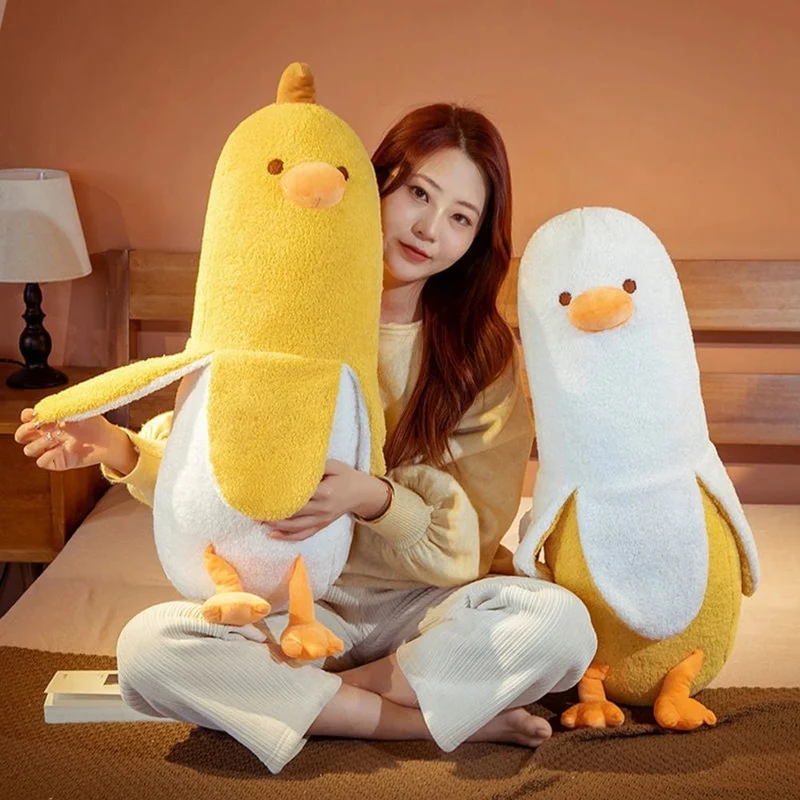50CM Geschälte Banane Plüschtier Niedliche Angst Machen Sie einen Freund Ente Dekokissen Puppe Senden Sie Kindern Weihnachtsgeburtstagsgeschenke