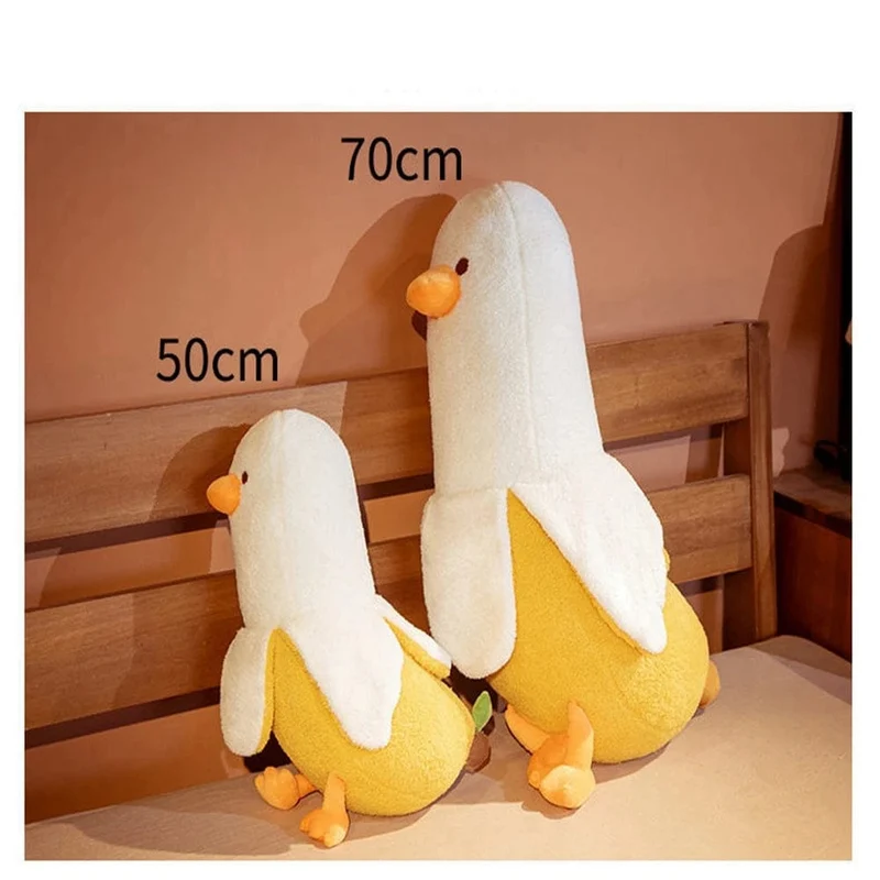 50CM Geschälte Banane Plüschtier Niedliche Angst Machen Sie einen Freund Ente Dekokissen Puppe Senden Sie Kindern Weihnachtsgeburtstagsgeschenke