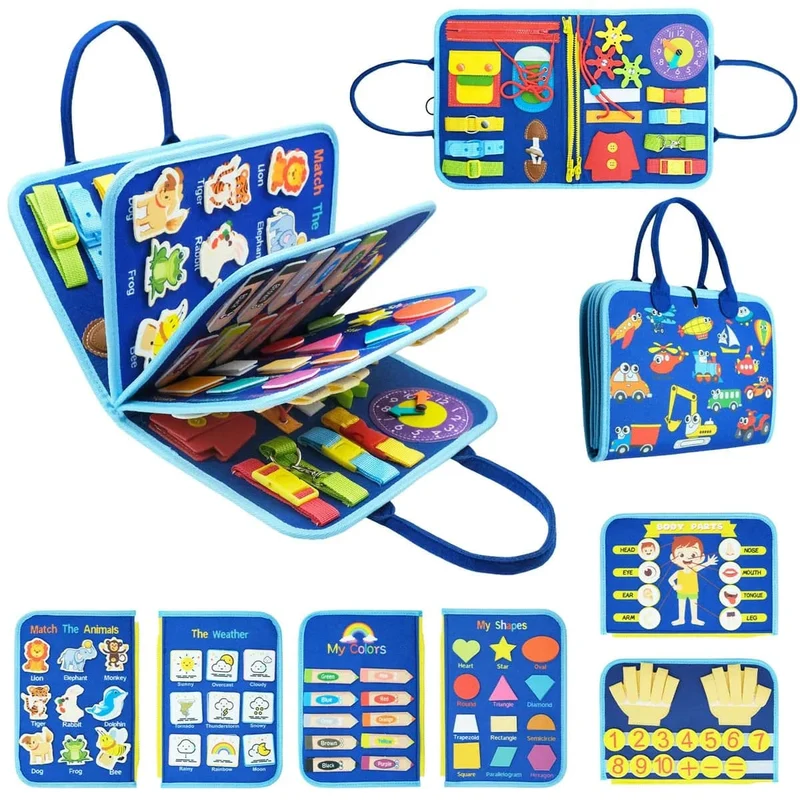 Montessori-Spielzeug für Kleinkinder, Busy Board, Busy Book, Sensory Preshool, Frühpädagogik, Lernen der Feinmotorik, Spielzeug für Kinder