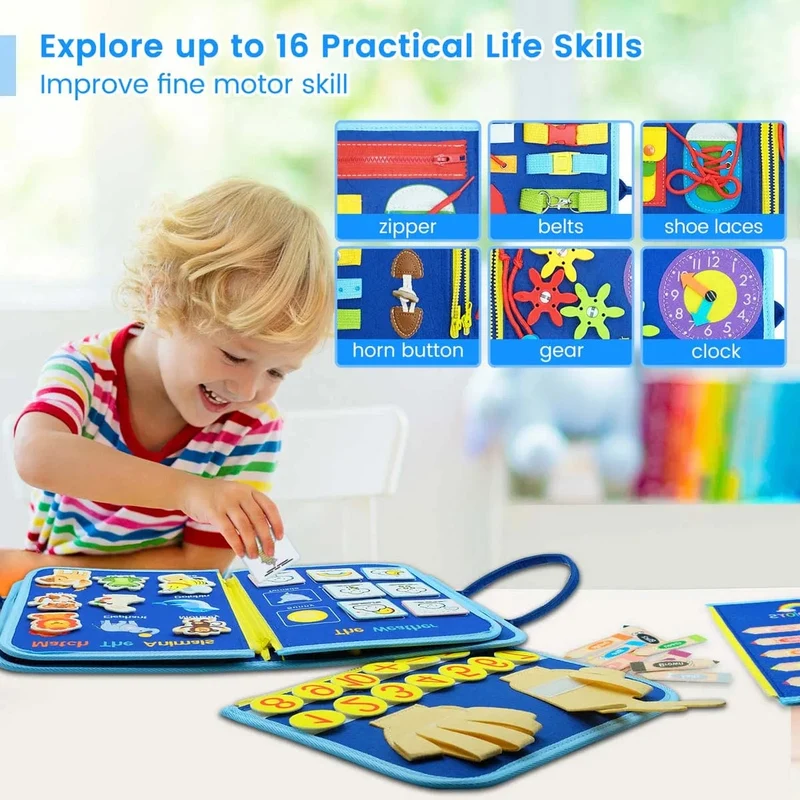 Montessori-Spielzeug für Kleinkinder, Busy Board, Busy Book, Sensory Preshool, Frühpädagogik, Lernen der Feinmotorik, Spielzeug für Kinder