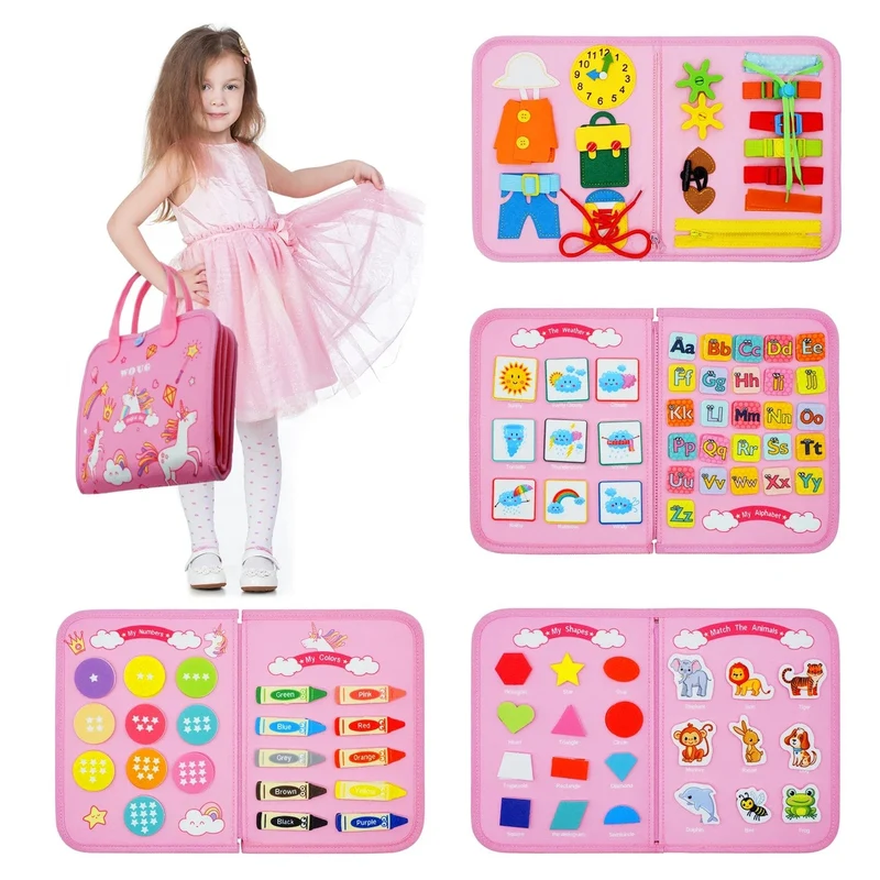 Montessori-Spielzeug für Kleinkinder, Busy Board, Busy Book, Sensory Preshool, Frühpädagogik, Lernen der Feinmotorik, Spielzeug für Kinder