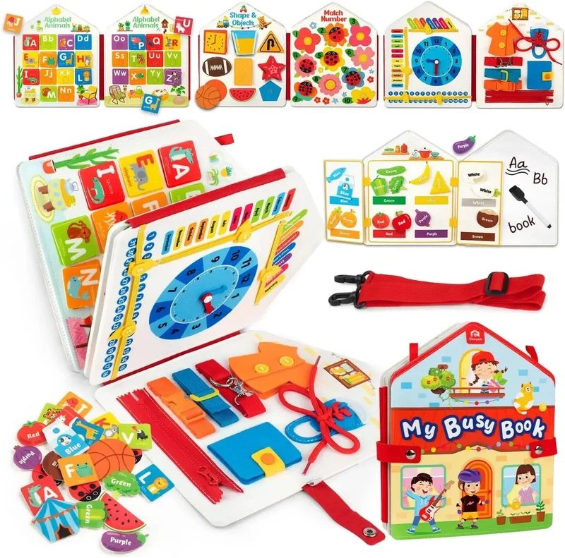 Montessori-Spielzeug für Kleinkinder, Busy Board, Busy Book, Sensory Preshool, Frühpädagogik, Lernen der Feinmotorik, Spielzeug für Kinder